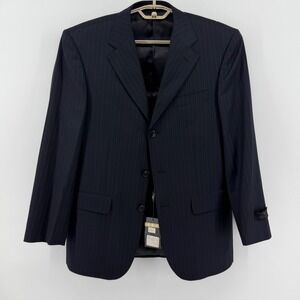 $650 NEW Giorgio Armani Mens 46R Navy Pinstripe Wool Silk Blazer Suit Jacket 3